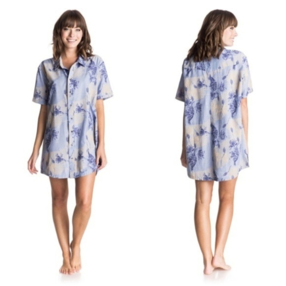 Roxy Tropical Shirt Dress, Chambray Coverup